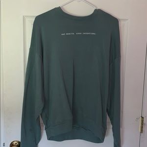 Green fuzzy crew neck